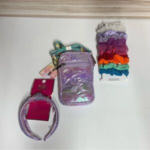 Iridescent Purple Kids Crossbody Bag and Headband Set